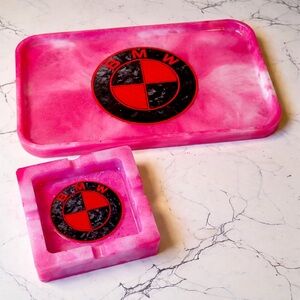 Custom BMW Logo Ashtray & Tray Set | Luxury Decor Collectible Gift